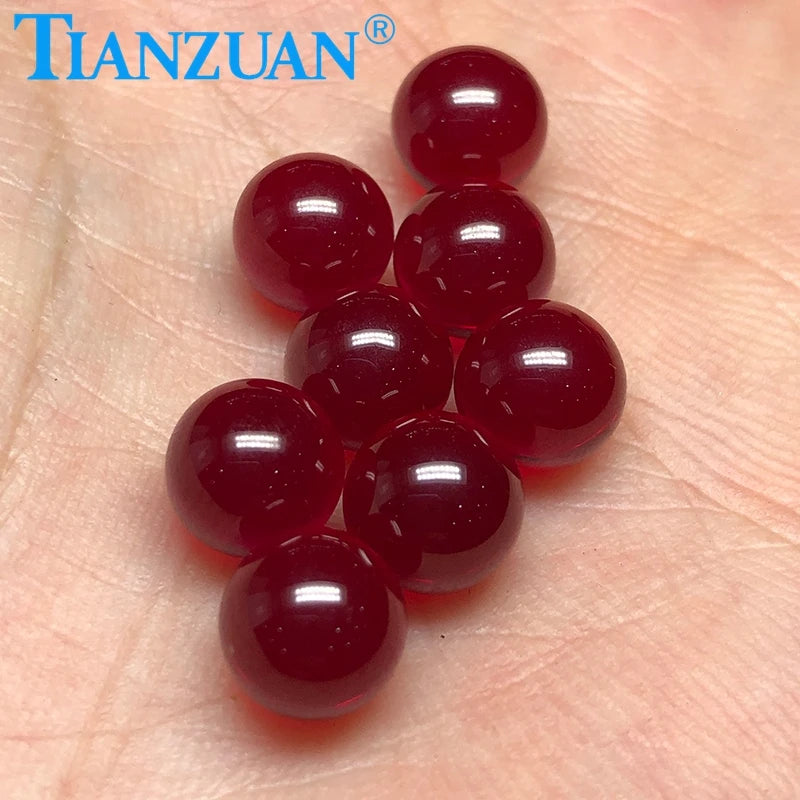 2mm to 6mm synthetic corundum ruby red color ball sphere shape stone beads loose stone without hole