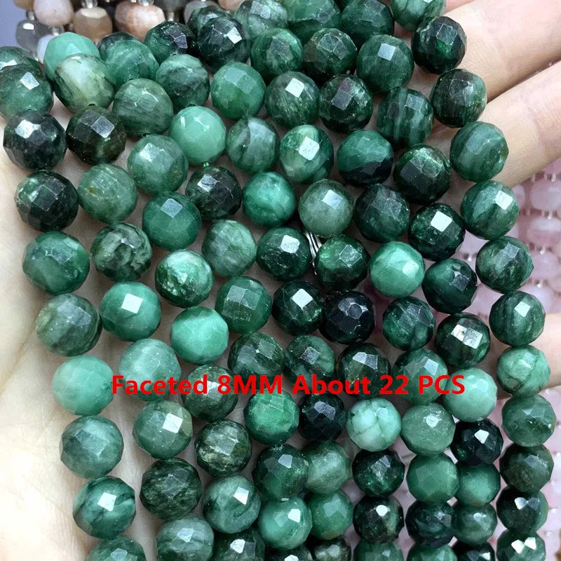 Natural Stone Green Emerald Loose Faceted Cylinder Irregular Gemstone Spacer Beads For Jewelry Making DIY Bracelet Accessories