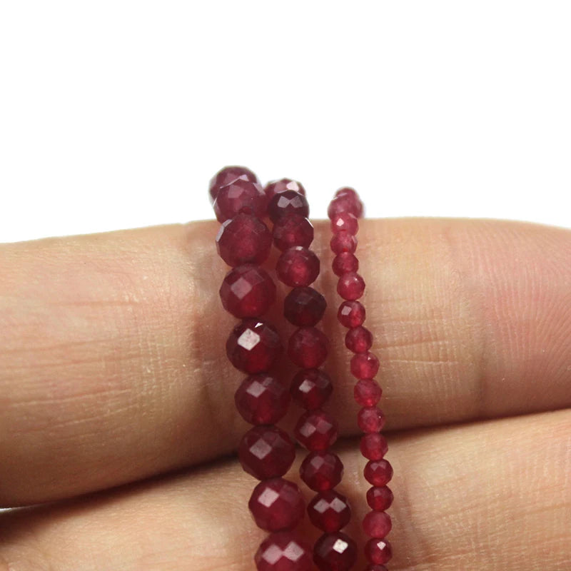 2/3/4mm Natural Stone Rose Red Ruby Granule Scattered Beads With Cut Surfaces For Jewelry Making DIY Bracelet Necklace