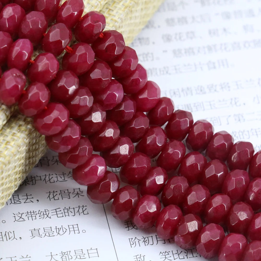 5x8mm Brazil Faceted Red Ruby Round Loose Beads for Women Natural Stone Jade Accessories DIY Necklace Bracelet Earrings 15" AAA