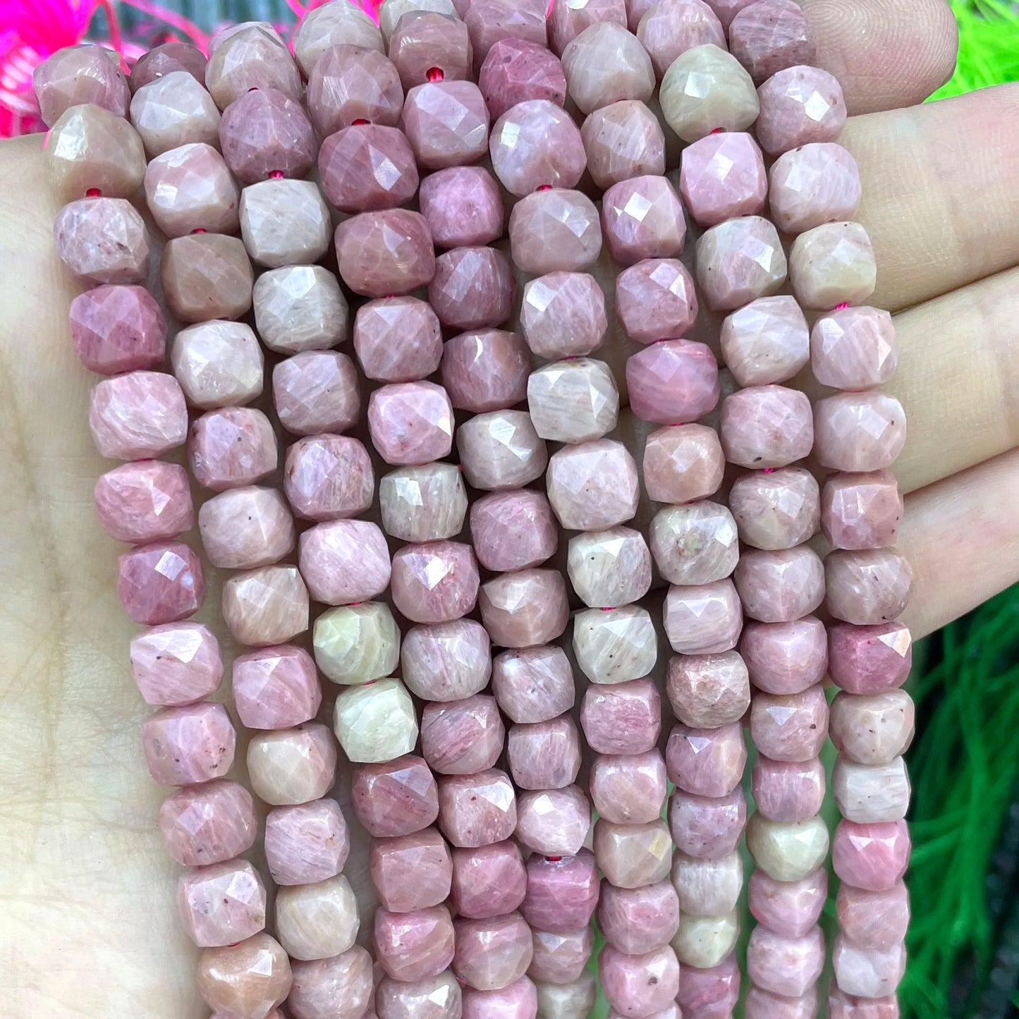 7-8MM Cube Natural Chalcedony Ruby Red Stone Loose Square Spacer Beads For Jewelry Making Diy Bracelet Necklace Accessories