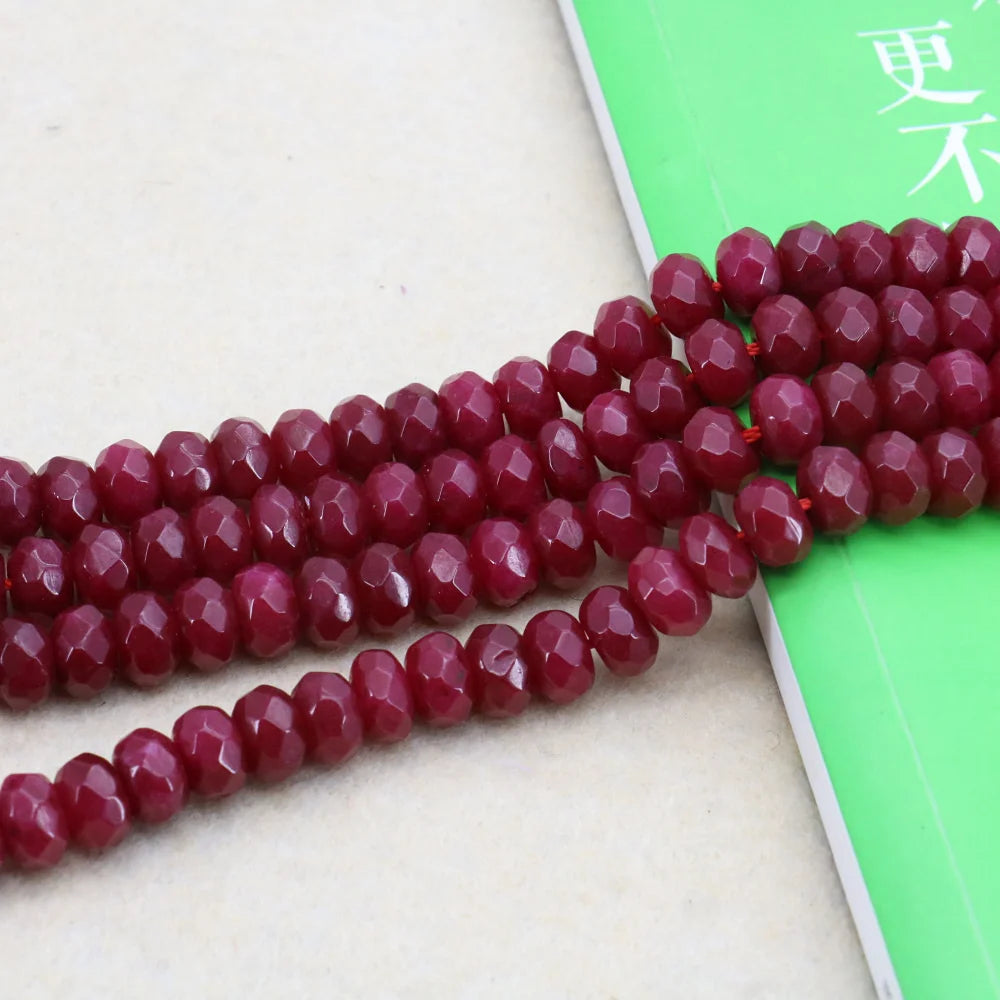 5x8mm Brazil Faceted Red Ruby Round Loose Beads for Women Natural Stone Jade Accessories DIY Necklace Bracelet Earrings 15" AAA