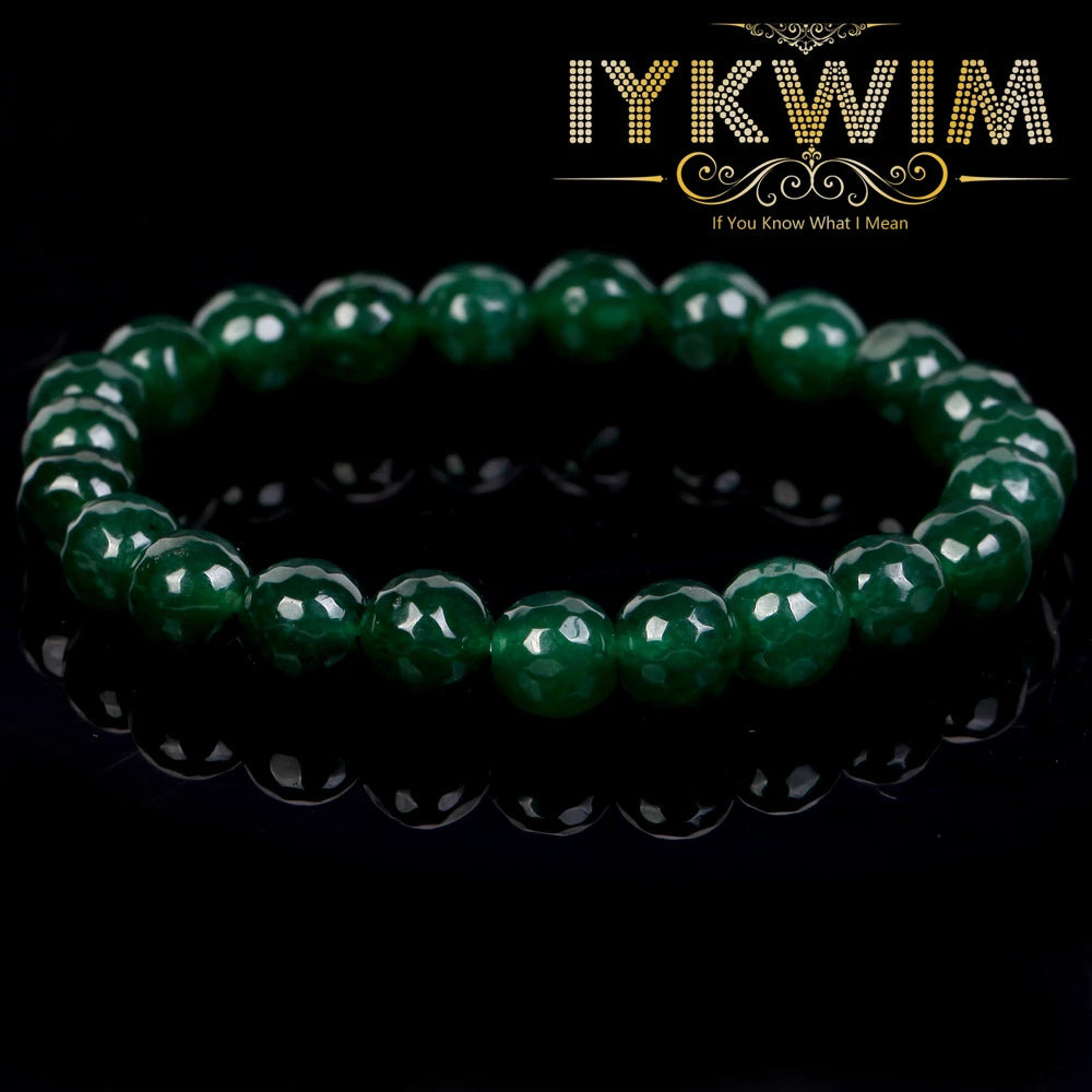 Natural Stone Bracelet Green Faceted Emerald Jades Beads Jewelry Gift For Men Magnetic Health Protection Women Elastic Thread