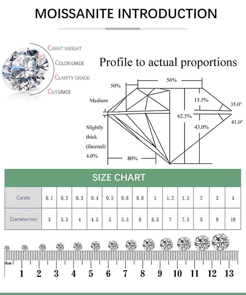 4 Carat Moissanite Ring with Certificate 925 Sterling Silver Brilliant Cut Lab Diamond Engagement Ring Wedding Band for Women