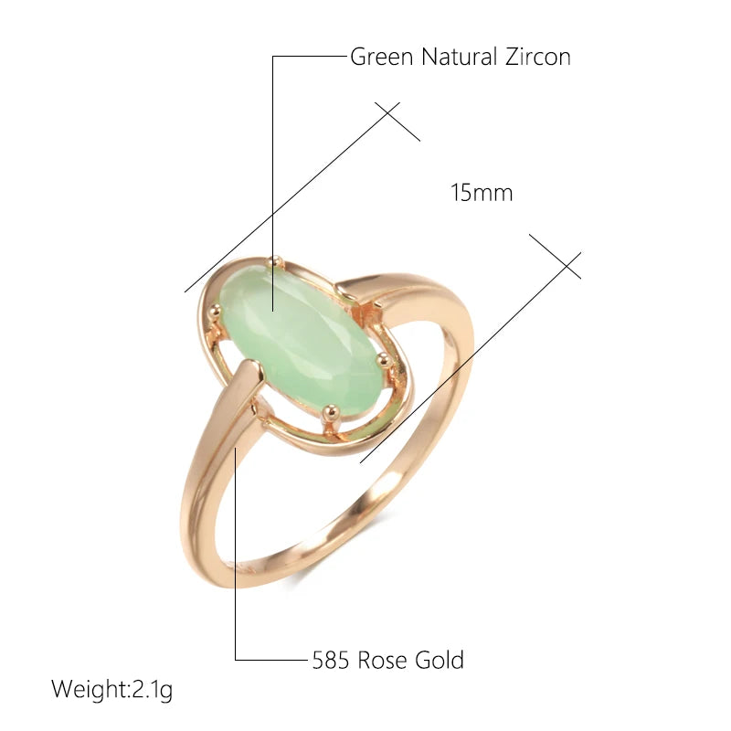 SYOUJYO Emerald Natural Zircon Rings For Women 585 Rose Gold Color Bride Wedding Fine Jewelry Luxury Daily Big Green Stone Rings