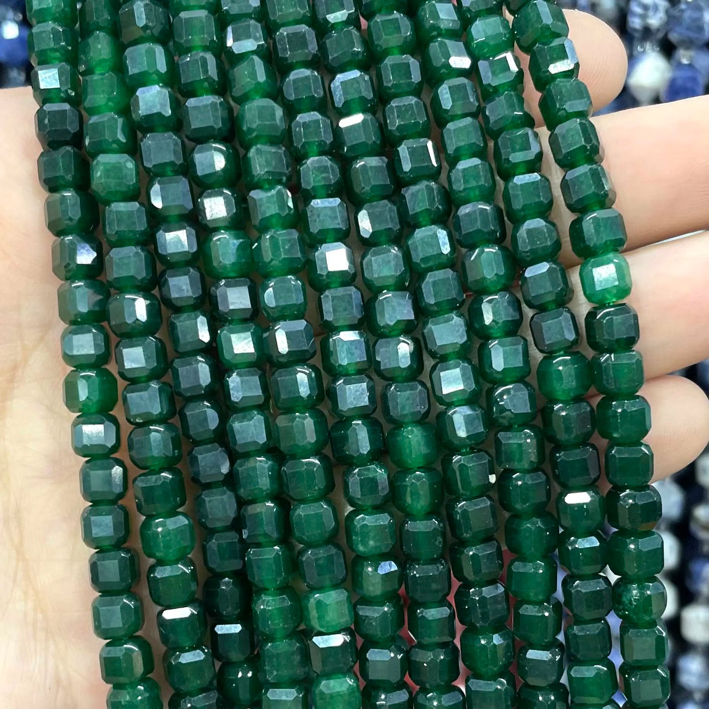 5x5MM Square Natural Chalcedony Emerald Green Stone Loose Spacer Beads For Jewelry Making Diy Bracelet Necklace Accessories