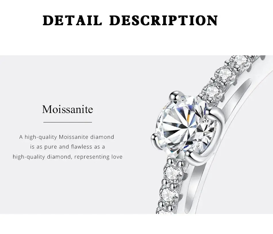 Real 925 Sterling Silver Small Moissnaite Ring For Women Simple Sparkling Round 0.3CT Certificated Lab Diamond Finger Rings