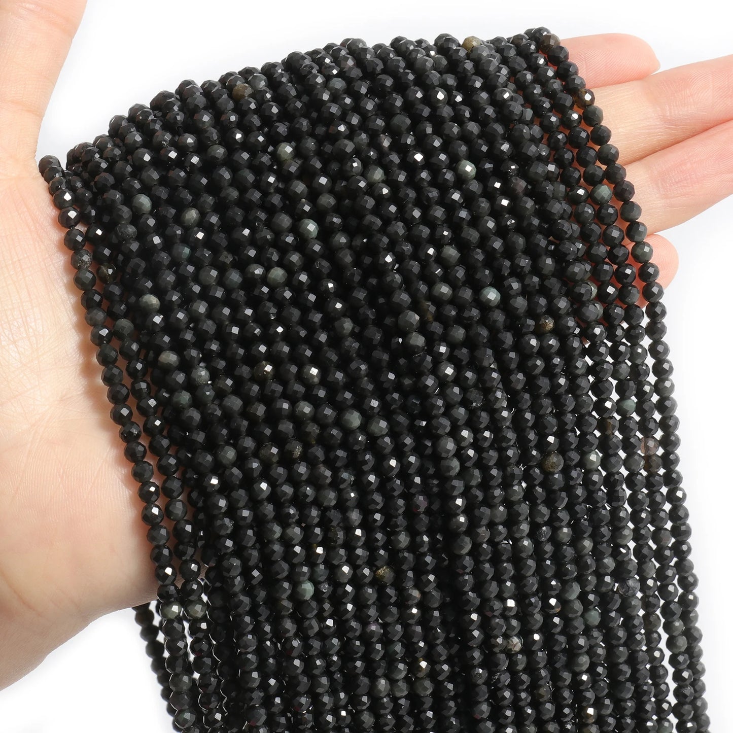 2 3 4mm 15" Natural African Emerald Bead Small Faceted Stones Round Loose Stone Beads For DIY Bracelet Necklace Jewelry Making