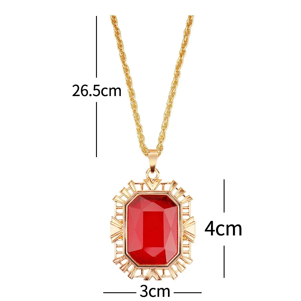 The Sandman Ruby Neckalce Cosplay King of Dreams Morpheus Red Stone Pendant Vintage Jewelry Costume Accessories Prop Fans Gift