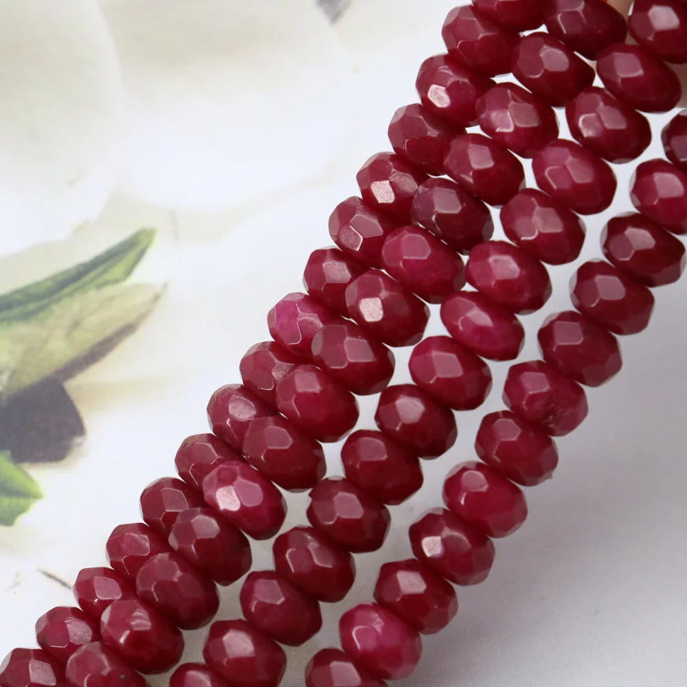 5x8mm Brazil Faceted Red Ruby Round Loose Beads for Women Natural Stone Jade Accessories DIY Necklace Bracelet Earrings 15" AAA