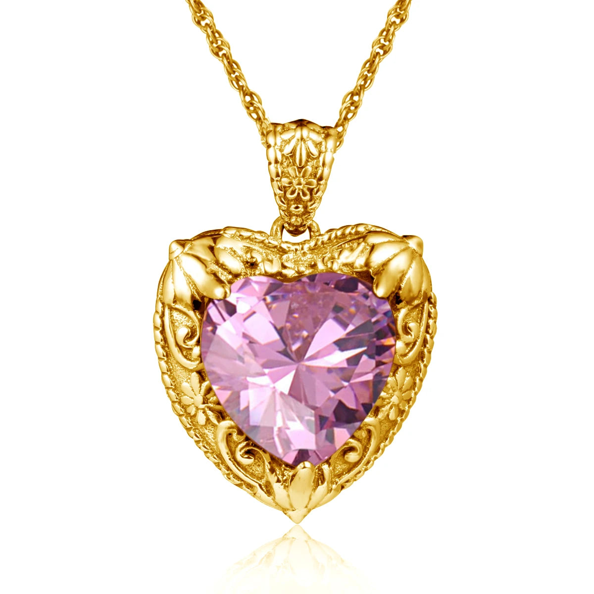 Szjinao Gold Red Ruby Heart Necklace For Women With Stone 15*15mm Victorian Pendant Royal Luxury Jewelry Valentine Day Gift Sale