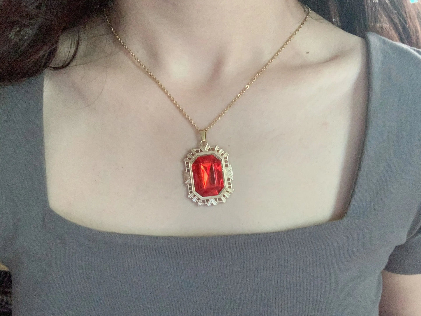 The Sandman Ruby Neckalce Cosplay King of Dreams Morpheus Red Stone Pendant Vintage Jewelry Costume Accessories Prop Fans Gift