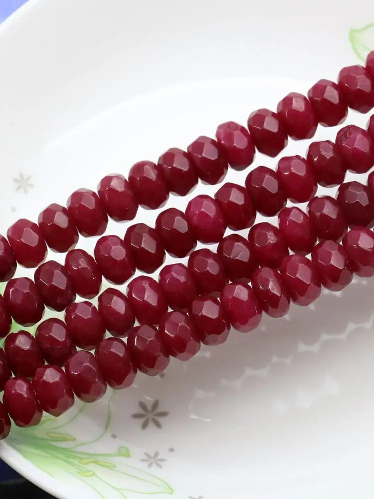 5x8mm Brazil Faceted Red Ruby Round Loose Beads for Women Natural Stone Jade Accessories DIY Necklace Bracelet Earrings 15" AAA