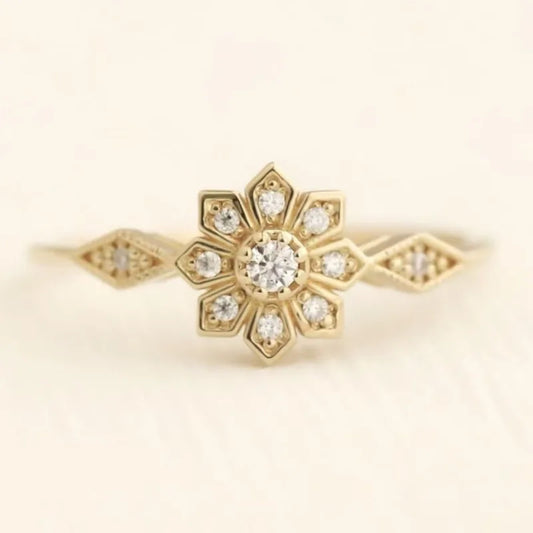 Ins new snowflake shape ring simple and fashionable sunflower women's accessories are all-matched temperament