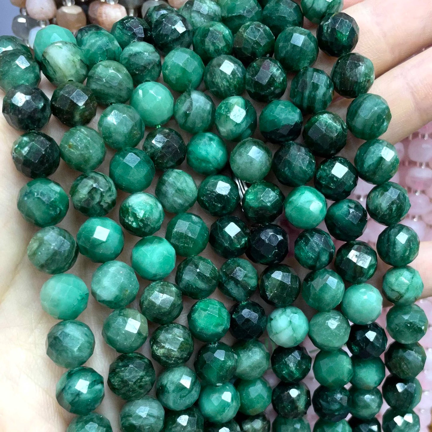 Natural Stone Green Emerald Loose Faceted Cylinder Irregular Gemstone Spacer Beads For Jewelry Making DIY Bracelet Accessories