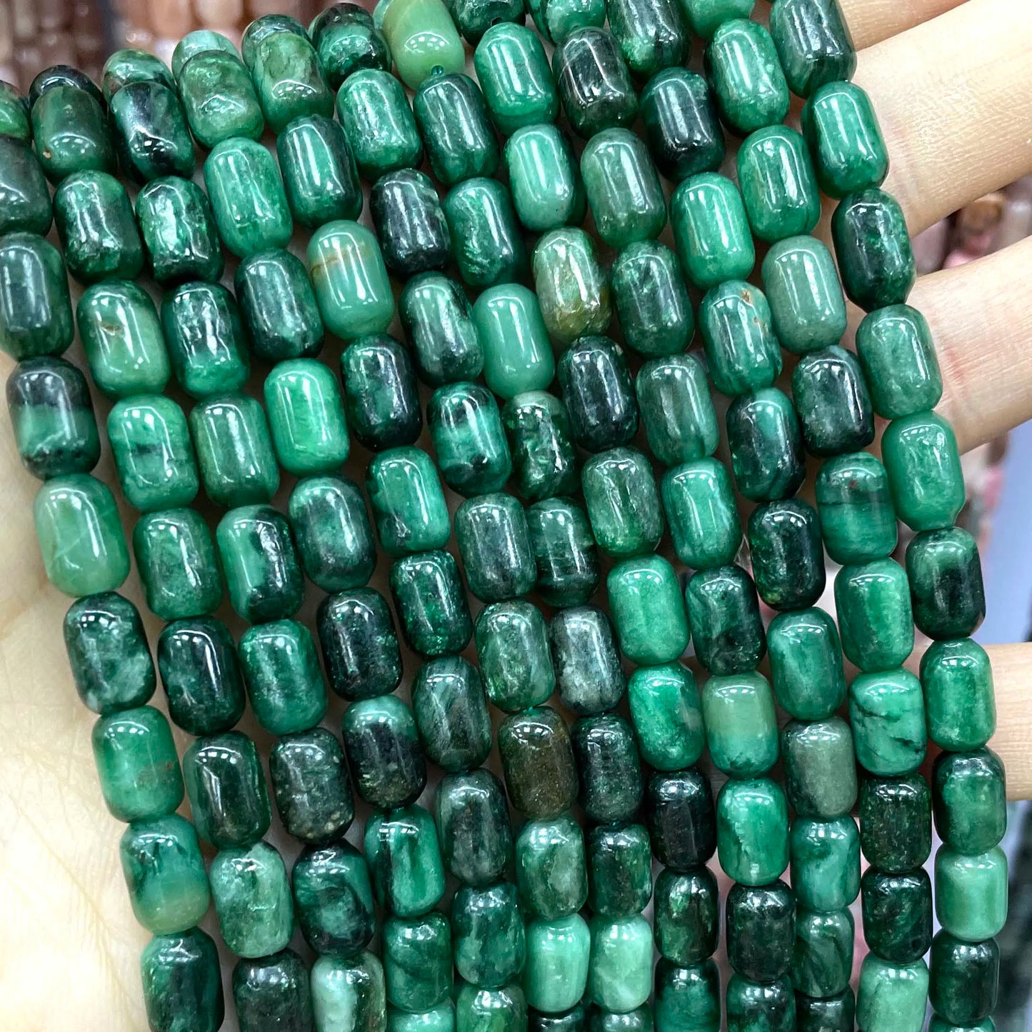 Natural Stone Green Emerald Loose Faceted Cylinder Irregular Gemstone Spacer Beads For Jewelry Making DIY Bracelet Accessories