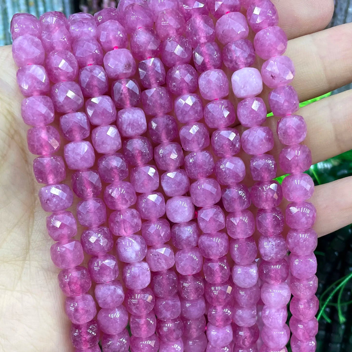 7-8MM Cube Natural Chalcedony Ruby Red Stone Loose Square Spacer Beads For Jewelry Making Diy Bracelet Necklace Accessories