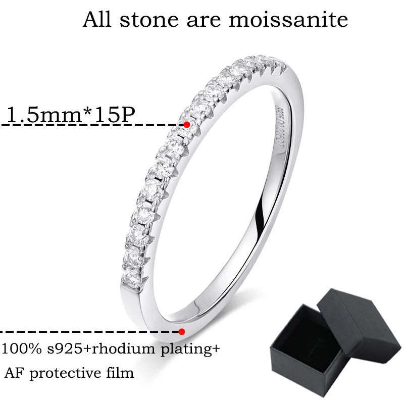 Smyoue Test Passed Moissanite Ring Matching Wedding Diamond Band for Women 925 Sterling Silver Female Crown Single Tail Ring