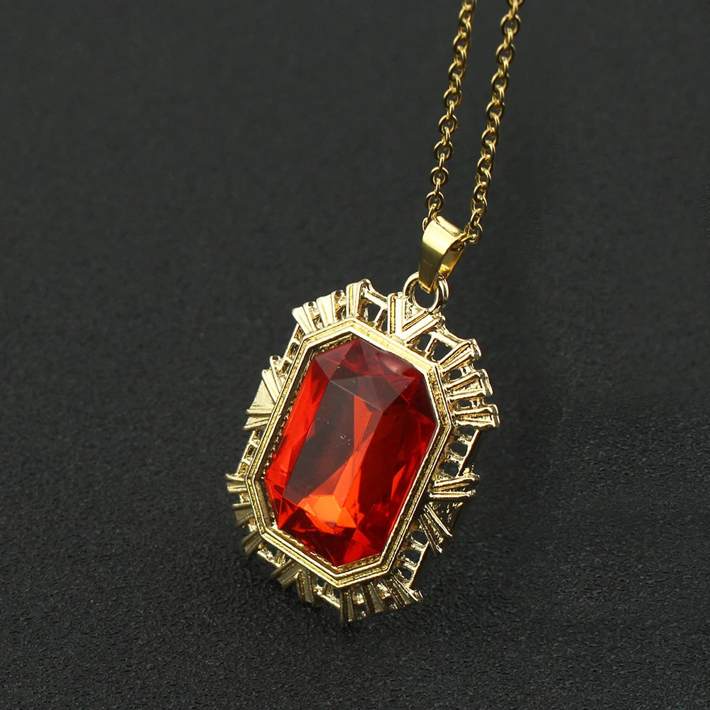 The Sandman Ruby Neckalce Cosplay King of Dreams Morpheus Red Stone Pendant Vintage Jewelry Costume Accessories Prop Fans Gift