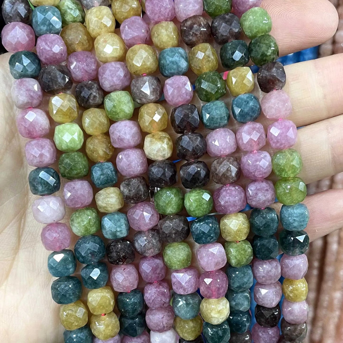 7-8MM Cube Natural Chalcedony Ruby Red Stone Loose Square Spacer Beads For Jewelry Making Diy Bracelet Necklace Accessories