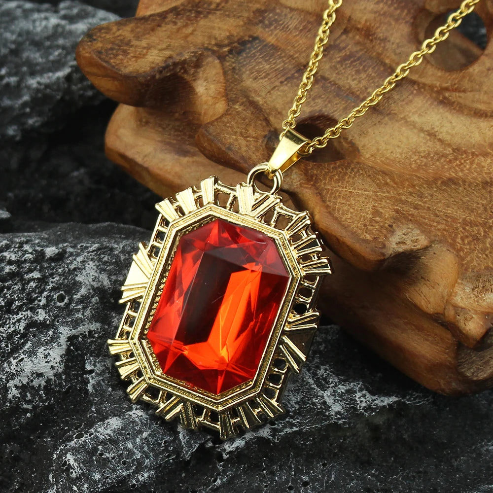 The Sandman Ruby Neckalce Cosplay King of Dreams Morpheus Red Stone Pendant Vintage Jewelry Costume Accessories Prop Fans Gift