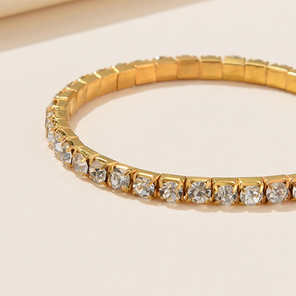 A Piece Fashionable And Versatile European American Bracelet With A High-end Exquisite And Simple Single Row Diamond Bracelet