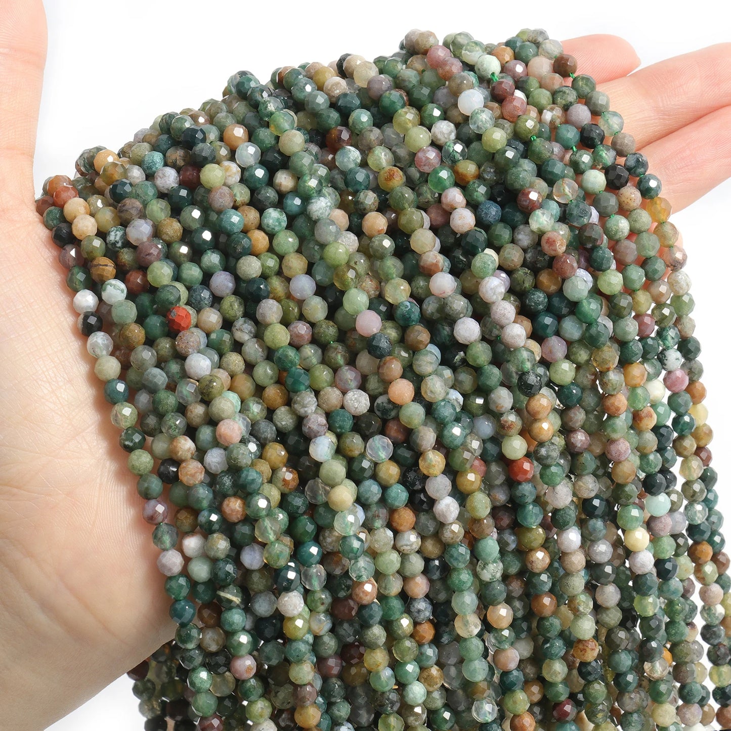 2 3 4mm 15" Natural African Emerald Bead Small Faceted Stones Round Loose Stone Beads For DIY Bracelet Necklace Jewelry Making