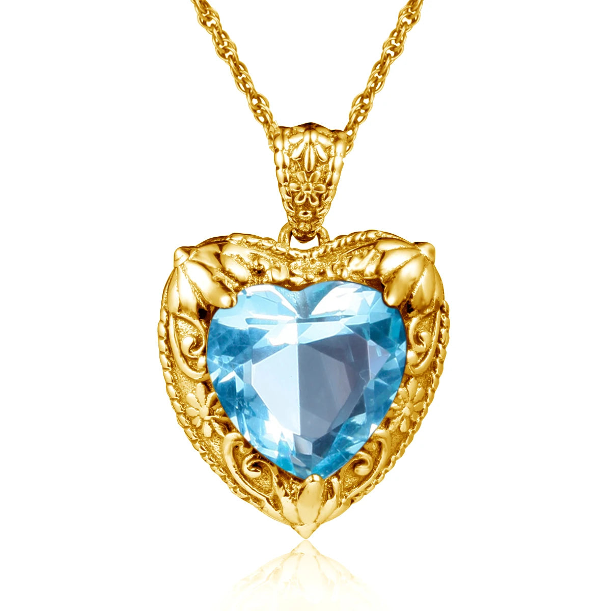 Szjinao Gold Red Ruby Heart Necklace For Women With Stone 15*15mm Victorian Pendant Royal Luxury Jewelry Valentine Day Gift Sale