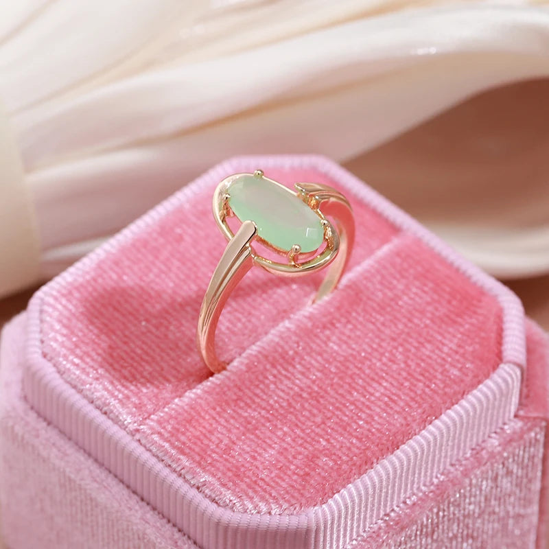 SYOUJYO Emerald Natural Zircon Rings For Women 585 Rose Gold Color Bride Wedding Fine Jewelry Luxury Daily Big Green Stone Rings