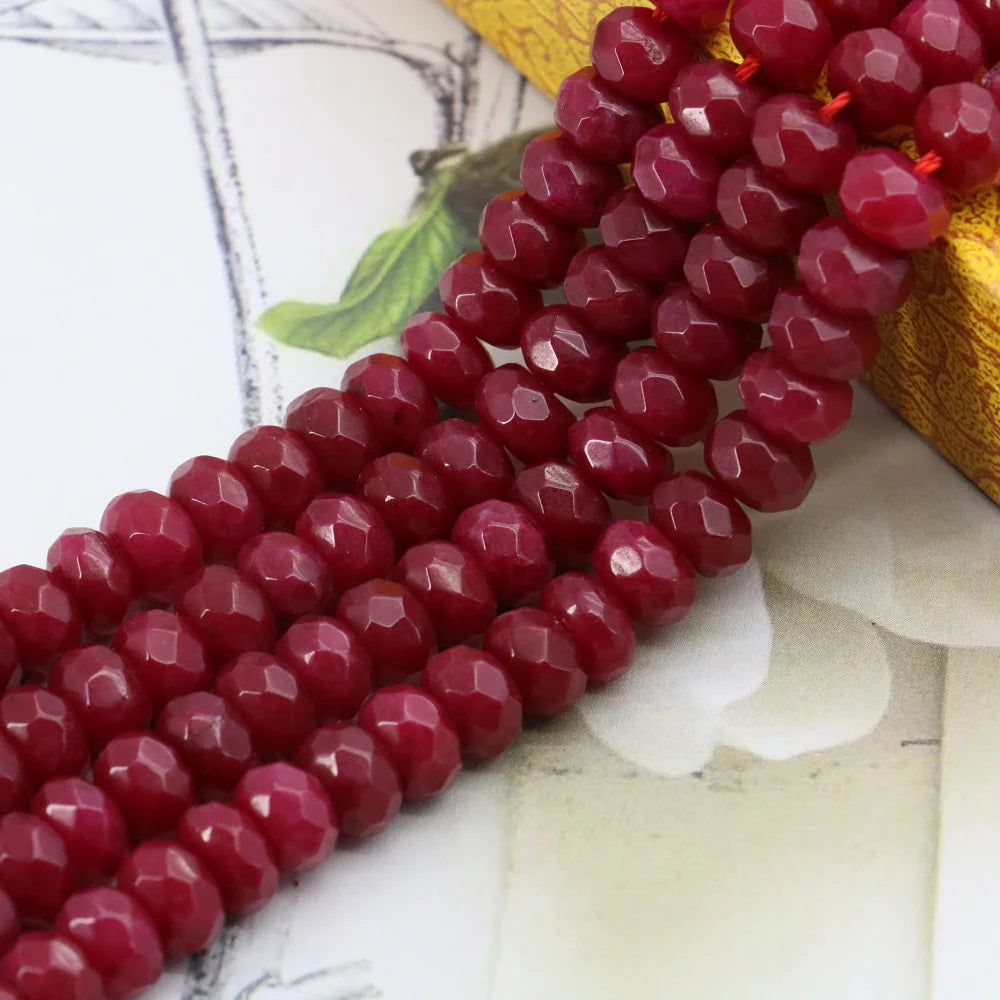 5x8mm Brazil Faceted Red Ruby Round Loose Beads for Women Natural Stone Jade Accessories DIY Necklace Bracelet Earrings 15" AAA