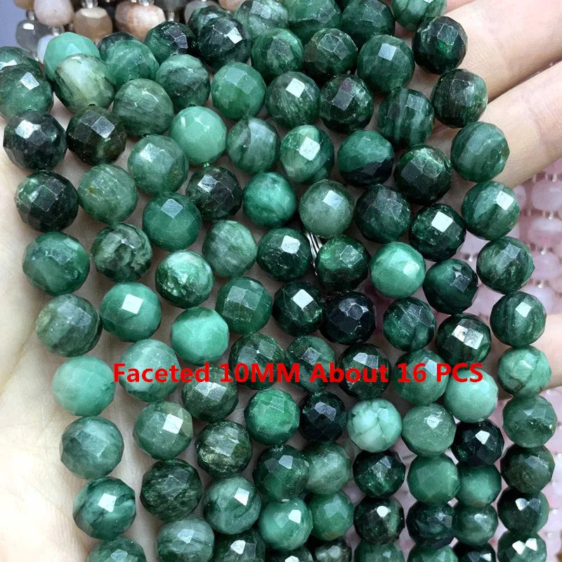 Natural Stone Green Emerald Loose Faceted Cylinder Irregular Gemstone Spacer Beads For Jewelry Making DIY Bracelet Accessories