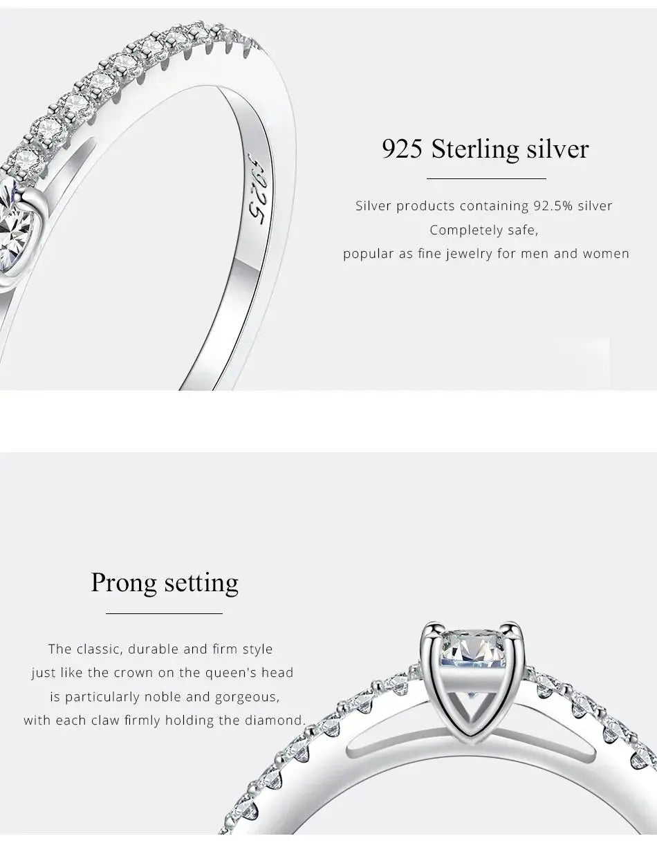 Real 925 Sterling Silver Small Moissnaite Ring For Women Simple Sparkling Round 0.3CT Certificated Lab Diamond Finger Rings