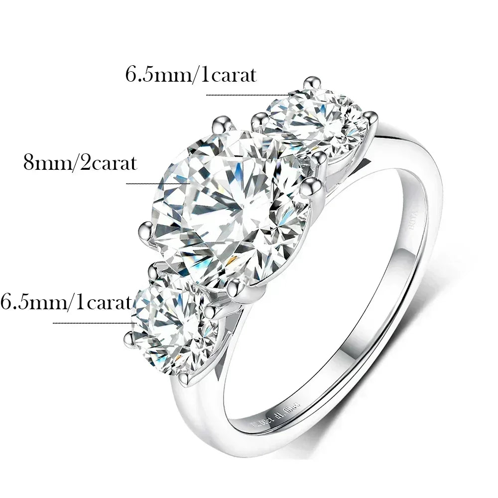 4 Carat Moissanite Ring with Certificate 925 Sterling Silver Brilliant Cut Lab Diamond Engagement Ring Wedding Band for Women