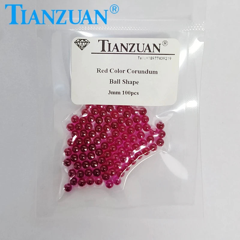 2mm to 6mm synthetic corundum ruby red color ball sphere shape stone beads loose stone without hole