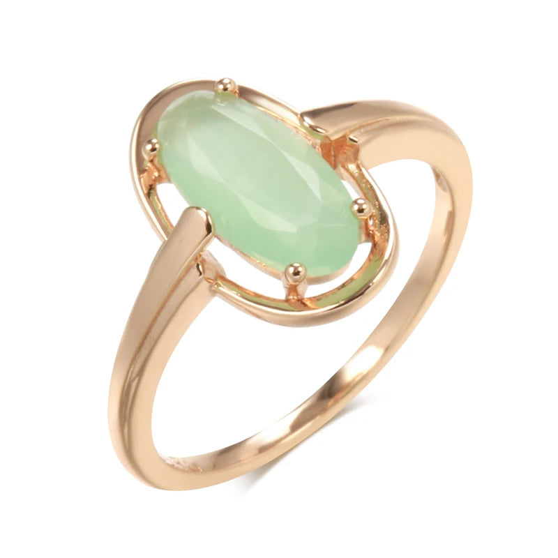 SYOUJYO Emerald Natural Zircon Rings For Women 585 Rose Gold Color Bride Wedding Fine Jewelry Luxury Daily Big Green Stone Rings