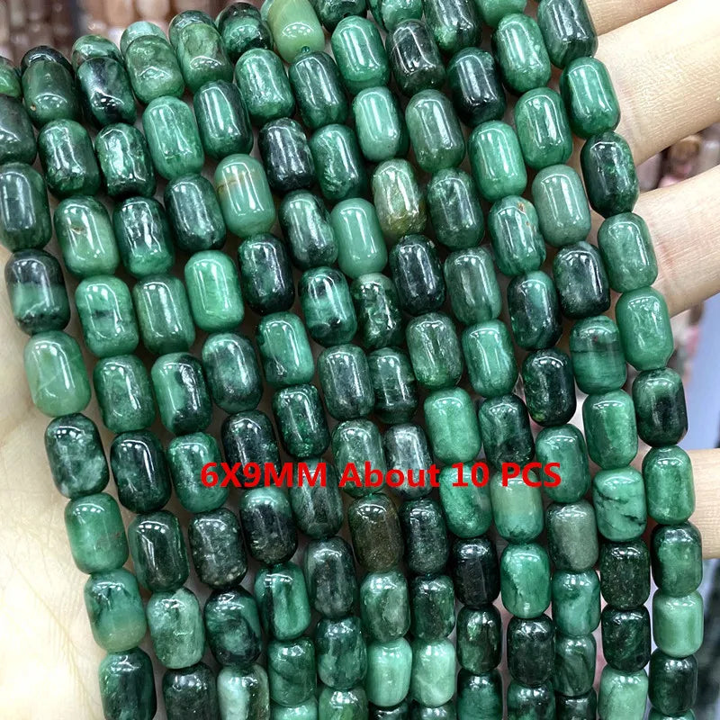 Natural Stone Green Emerald Loose Faceted Cylinder Irregular Gemstone Spacer Beads For Jewelry Making DIY Bracelet Accessories