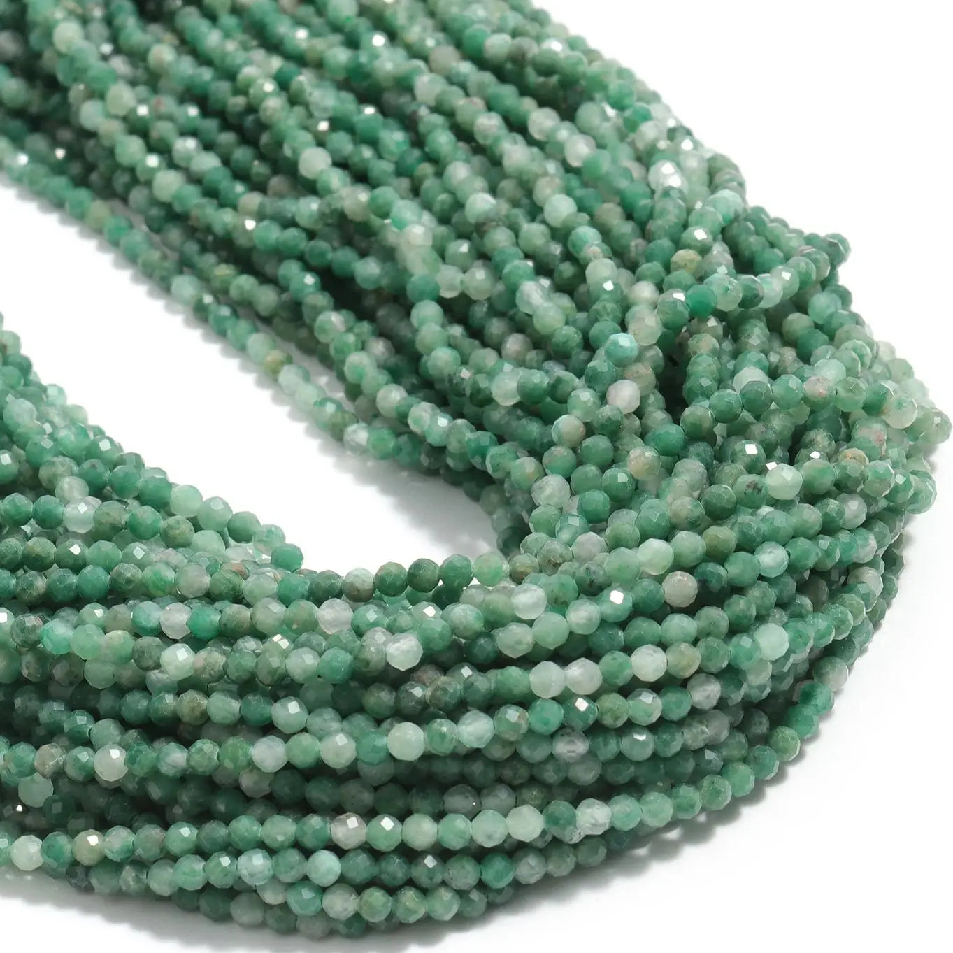 2 3 4mm 15" Natural African Emerald Bead Small Faceted Stones Round Loose Stone Beads For DIY Bracelet Necklace Jewelry Making