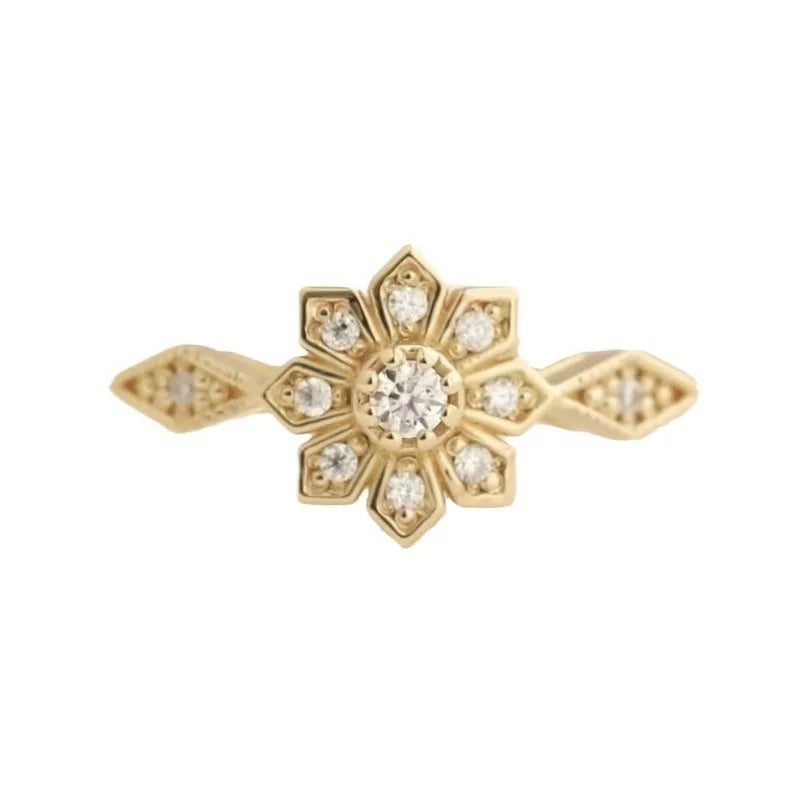 Ins new snowflake shape ring simple and fashionable sunflower women's accessories are all-matched temperament