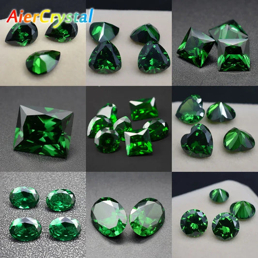 Loose Bulk Synthetic Emerald Corundum Inlaid Laboratory Grown Crystals Green Gemstone Used for Inlaying Bare Stones in Jewelry