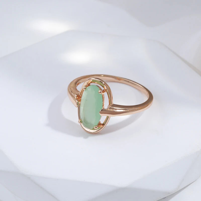 SYOUJYO Emerald Natural Zircon Rings For Women 585 Rose Gold Color Bride Wedding Fine Jewelry Luxury Daily Big Green Stone Rings