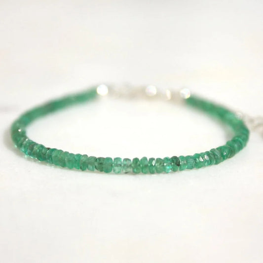 Emerald Genuine Bracelet Dainty 2,5 mm Faceted Emerald May Birthstone- Perfect gift for her - Bracelet Gemstone Gemstone Jewelry