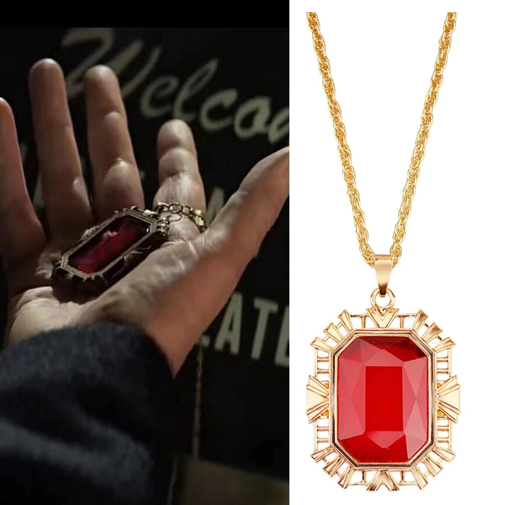 The Sandman Ruby Neckalce Cosplay King of Dreams Morpheus Red Stone Pendant Vintage Jewelry Costume Accessories Prop Fans Gift