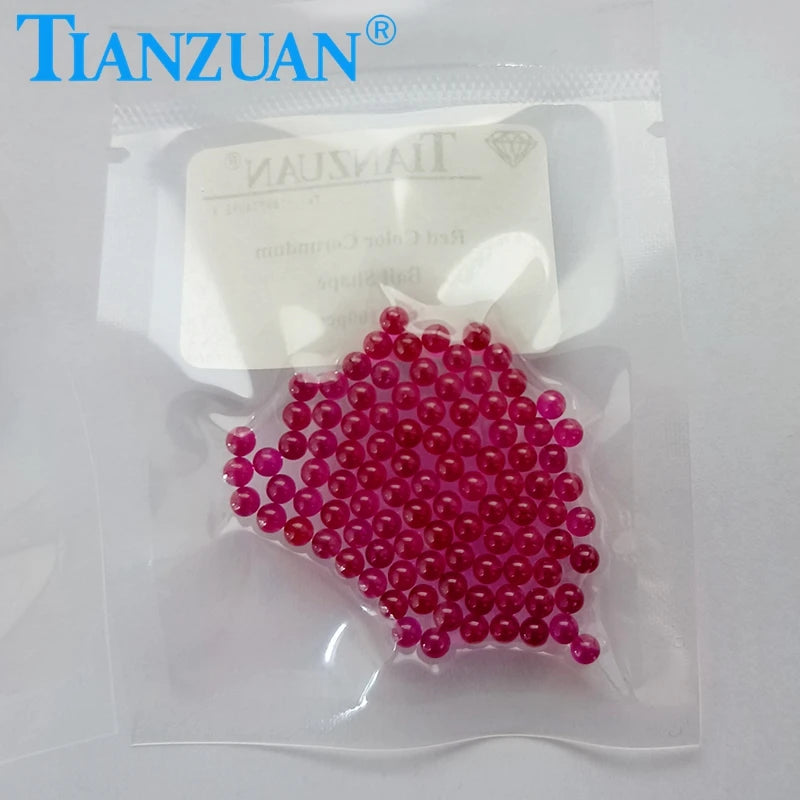 2mm to 6mm synthetic corundum ruby red color ball sphere shape stone beads loose stone without hole