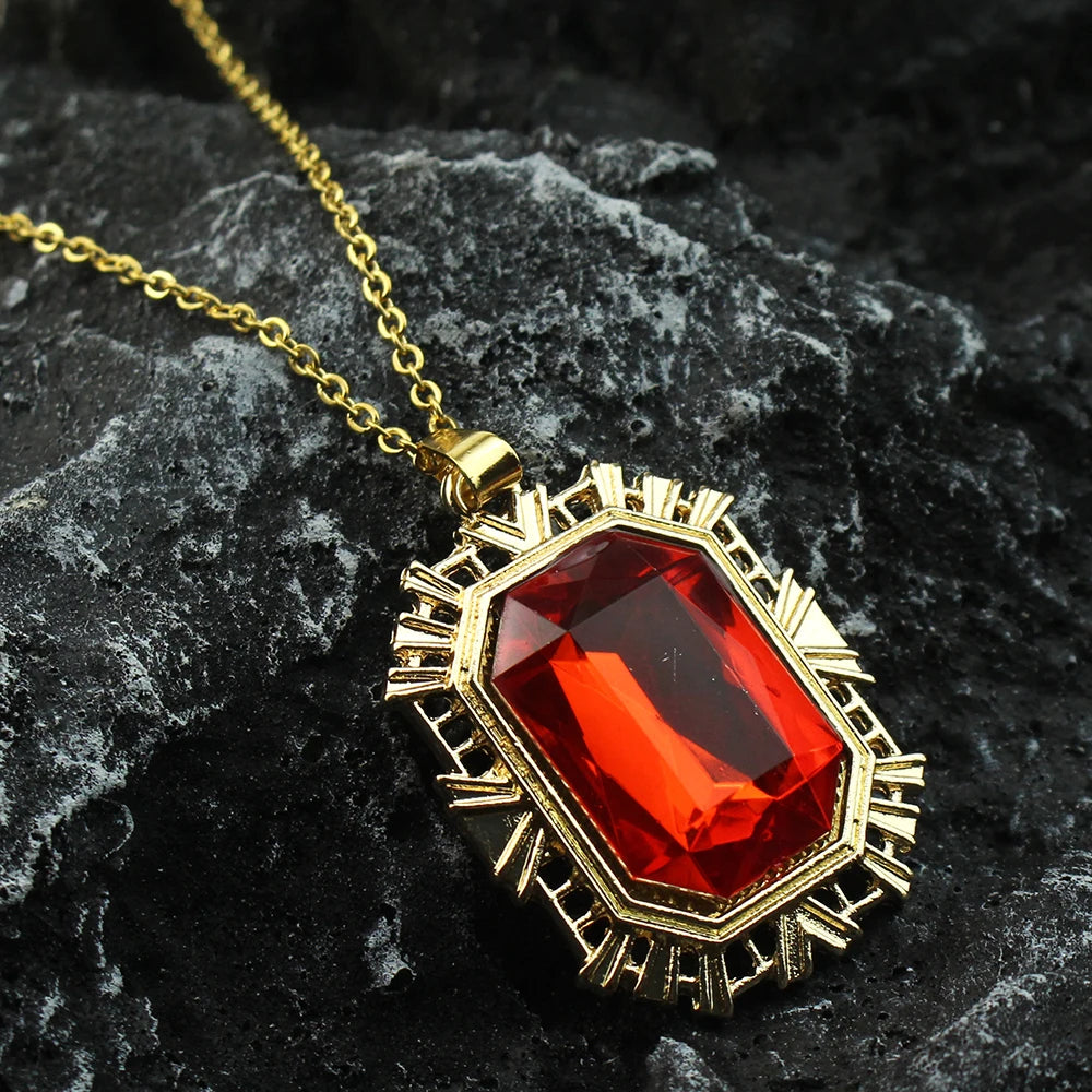 The Sandman Ruby Neckalce Cosplay King of Dreams Morpheus Red Stone Pendant Vintage Jewelry Costume Accessories Prop Fans Gift